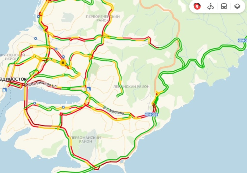 Пробки владивосток онлайн сейчас карта в реальном времени на русском языке