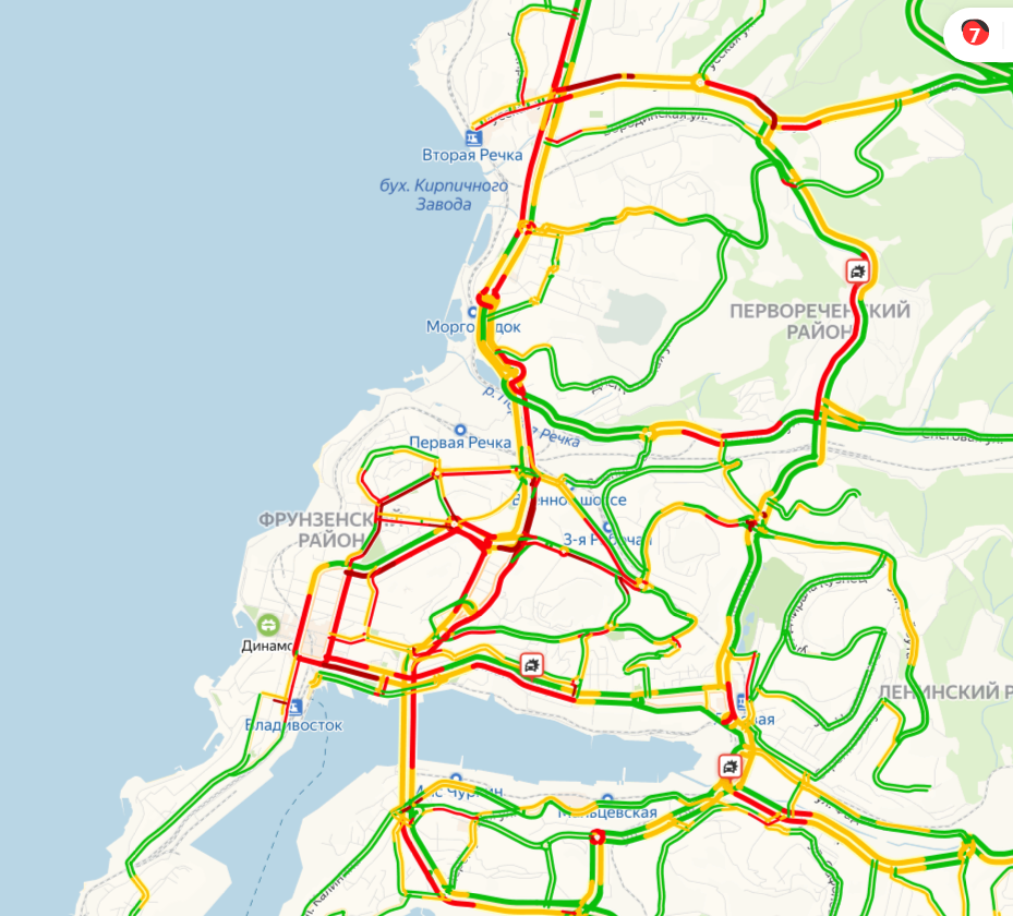 Пробки владивосток онлайн сейчас карта в реальном времени