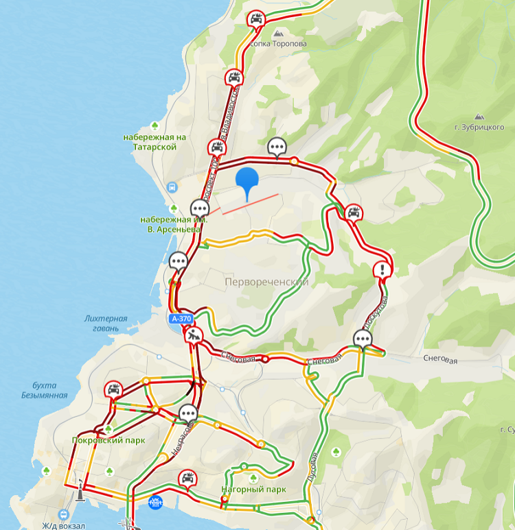 Пробки владивосток онлайн сейчас карта