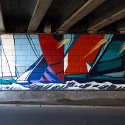 Один из масштабных рисунков украсил стену под мостом «Дружбы Тояма – Приморье» #16